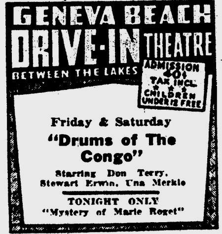 Geneva Beach Drive-In Theatre - Geneva Beach Ad 6-17-48